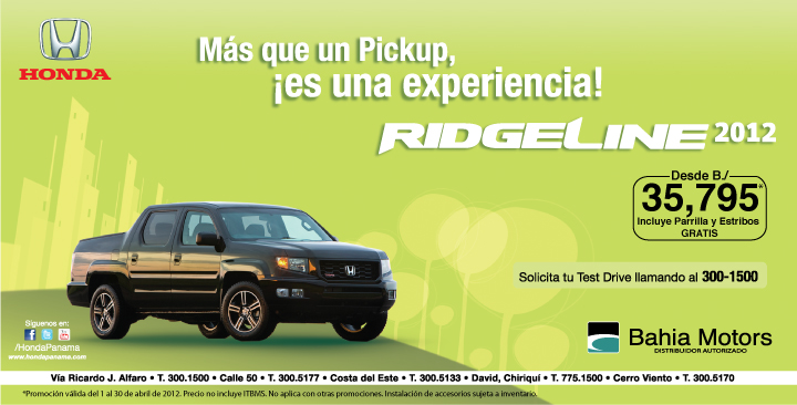 Honda RidgeLine 2012 en Chiriqui